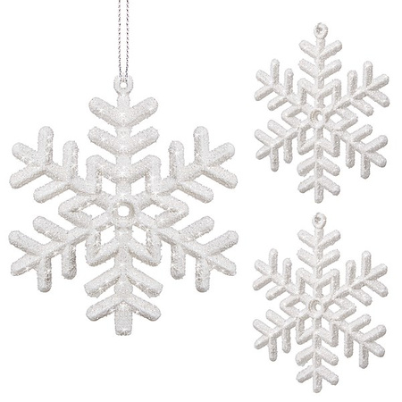Zawieszki choinkowe białe śnieżynki na choinkę 8,5 cm 12 szt.