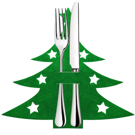 Kieszonki na sztućce 2szt. świąteczne etui, pokrowce choinki zielone