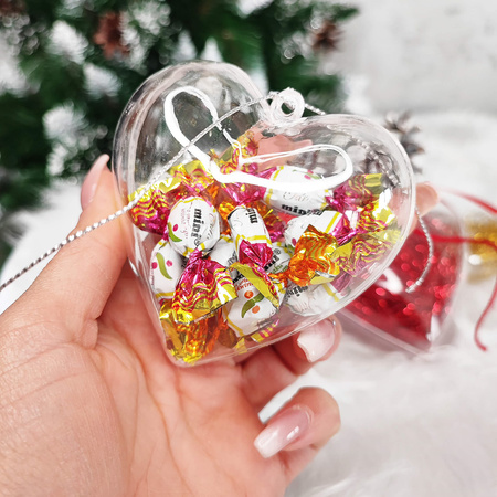 Bombki akrylowe 6cm serce plastikowe decoupage zestaw 8 szt.