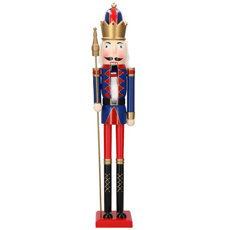 Dziadek do orzechów 120 cm drewniany żołnierzyk, król z berłem, figurka świąteczna