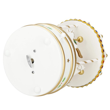 Drewniana karuzela, pozytywka ozdoba świąteczna biało-złota