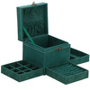 Kuferek, szkatułka na biżuterię 12x12x12 cm zielony welurowy organizer z przegródkami