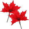 Gwiazda betlejemska 2 szt. sztuczny kwiat, poinsecja czerwona z brokatem
