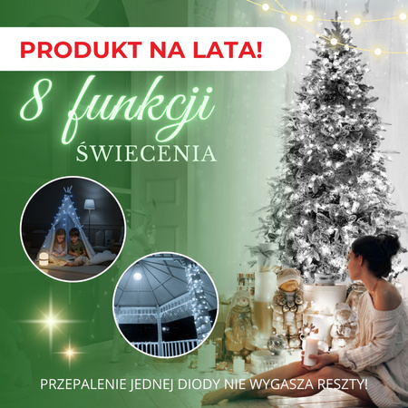 Lampki choinkowe 200 led biały zimny 12,5 m oświetlenie świąteczne IP44