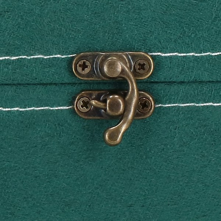 Kuferek, szkatułka na biżuterię 12x12x12 cm zielony welurowy organizer z przegródkami