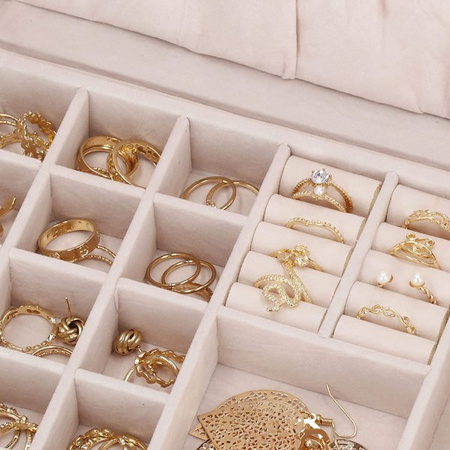 Kufer, szkatułka na biżuterię ekoskóra 26x26x8,5 cm czerwony z przegródkami