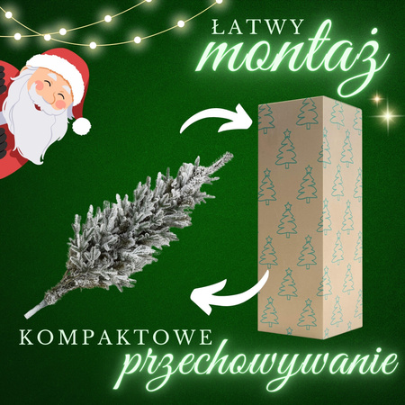 Choinka sztuczna świerk kaukaski ośnieżony 120 cm jak żywy, nowoczesny, ze stojakiem