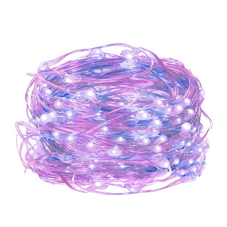 Lampki choinkowe 20 LED druciki mikro na baterie różowe niebieskie