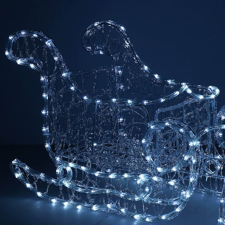 Renifery Led 150 cm świąteczne z saniami świetlna dekoracja do ogrodu biały zimny