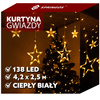 Kurtyna świetlna 138 Led girlanda gwiazdki, lampki wewnętrzne sople ciepły biały