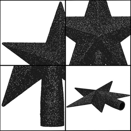 Szpic na choinkę, gwiazda nietłukąca 15 cm czubek brokatowy, czarny