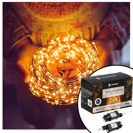 Lampki choinkowe 480 led druciki na prąd biały ciepły