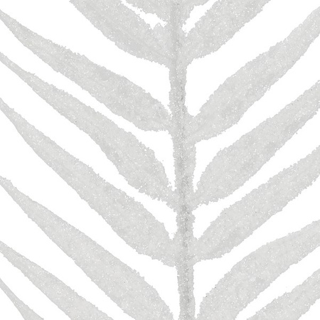 Sztuczny liść palmy ozdoba 3 szt. świąteczna dekoracja do stroika biała z brokatem