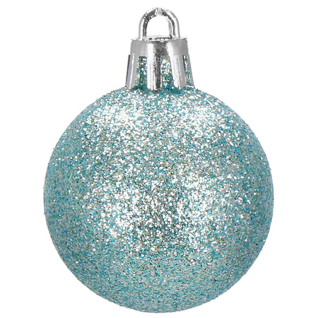 Bombki choinkowe 20 szt. 4 cm matowe brokatowe błyszczące zestaw choinkowy niebieski