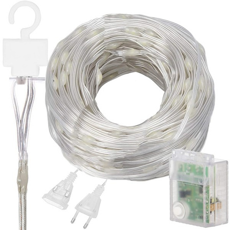 Kurtyna świetlna 300 led girlanda, lampki wewnętrzno-zewnętrzne sople biały ciepły + flash