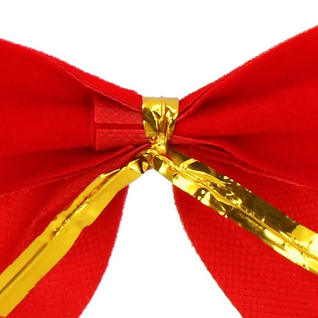 Kokardki świąteczne na choinkę 6 szt. brokatowe zawieszki choinkowe czerwone