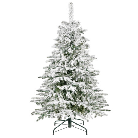 Choinka sztuczna świerk kaukaski 150 cm śnieżony jak żywy, nowoczesny, ze stojakiem