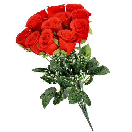 Bukiet sztucznych róż 12 kwiatów dekoracyjne czerwone