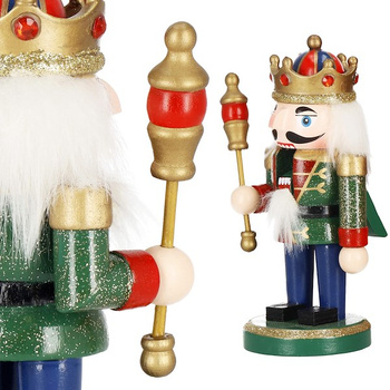 Dziadek do orzechów 15,5 cm z batutą, drewniany żołnierzyk multikolor, figurka świąteczna