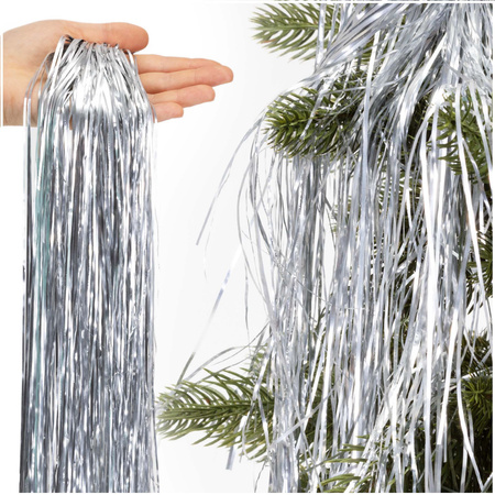 Dekoracja świąteczna Włosy Anielskie 100 cm ozdoba na choinkę, srebrne