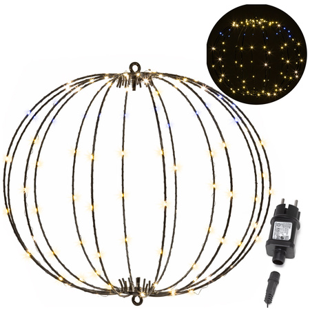 Kula świąteczna do ogrodu 112 LED bombka IP44 ciepły biały + biały flash