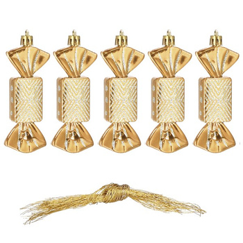 Bombki choinkowe 5 szt. ozdoby świąteczne zestaw cukierki 9 cm złoty