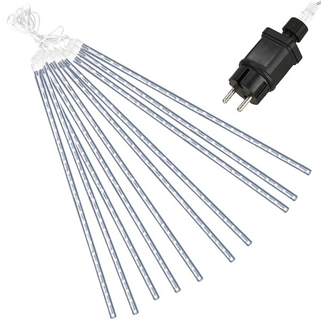 Lampki choinkowe 480 Led sople 10 szt. padający śnieg meteory zewnętrzne biały zimny