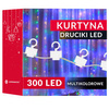 Kurtyna świetlna 300 led girlanda, lampki wewnętrzno-zewnętrzne sople multikolor + flash