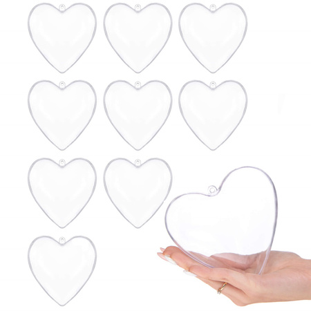 Bombki akrylowe 12cm serce plastikowe decoupage zestaw 10 szt.