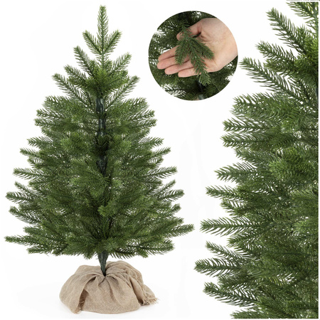 Choinka sztuczna mała 60 cm świerk kaukaski premium, z jutą mini drzewko na stolik
