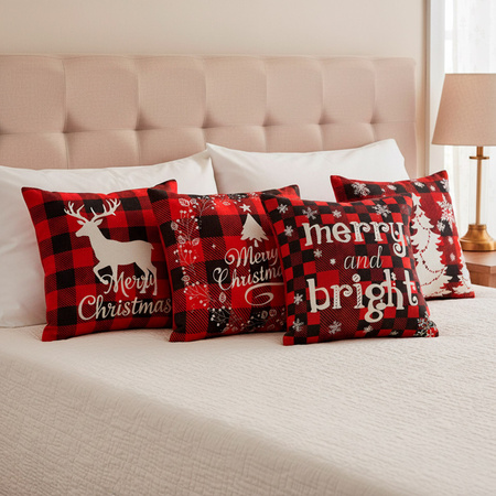 Poszewka świąteczna, dekoracyjna 40x40cm zestaw 4 szt. poszewki na poduszkę