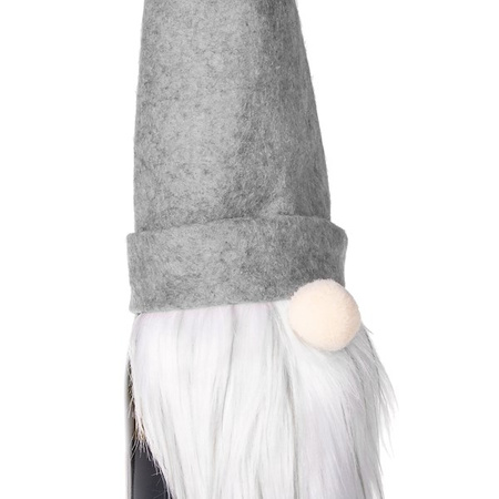 Pokrowiec na butelkę, świąteczny skrzat na wino szary