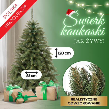 Choinka sztuczna 120 cm świerk kaukaski choinka jak żywa