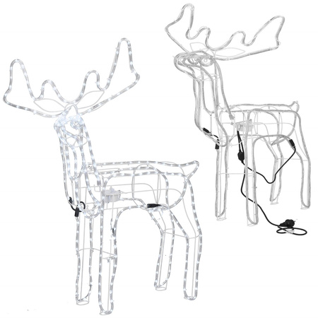 Renifer Led 115 cm świąteczny z ruchomą głową świetlna dekoracja do ogrodu biały zimny