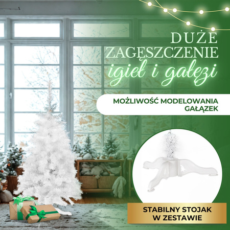 Choinka sztuczna 120 cm biała jodła jak żywa, nowoczesna, ze stojakiem