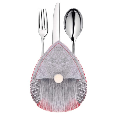 Kieszonka na sztućce 10szt. świąteczne etui, skrzaty szare ozdoba świąteczna