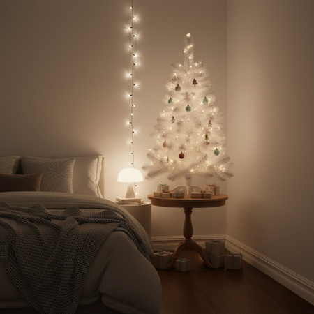 Choinka sztuczna 120 cm biała jodła jak żywa, nowoczesna, ze stojakiem