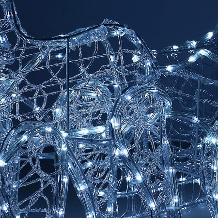 Renifery Led 150 cm świąteczne z saniami świetlna dekoracja do ogrodu biały zimny