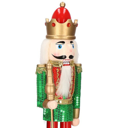 Dziadek do orzechów 50 cm drewniany żołnierzyk z cekinami, figurka świąteczna