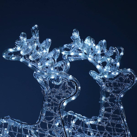 Renifery Led 150 cm świąteczne z saniami świetlna dekoracja do ogrodu biały zimny