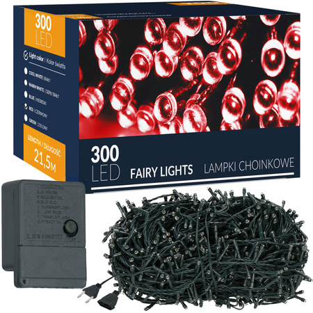 Lampki choinkowe 300 led czerwone 21,5 m oświetlenie świąteczne