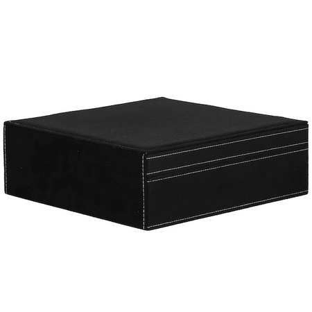 Kuferek, szkatułka na biżuterię 26x26x9 cm czarny, welurowy organizer z przegródkami