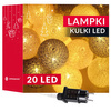 Cotton balls 20 led lampki dekoracyjne, girlanda na prąd turkusowo-różowe