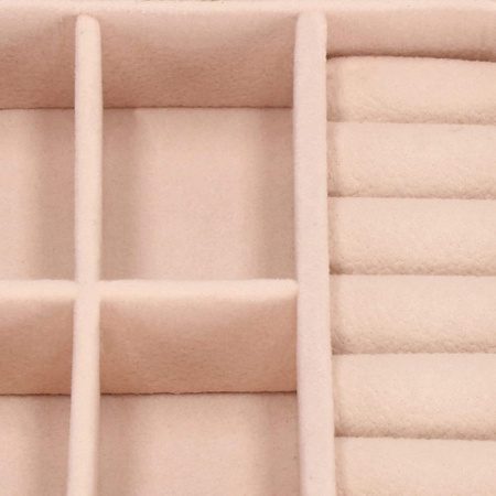 Kufer, szkatułka na biżuterię ekoskóra 10x10x5 cm różowy organizer z przegródkami