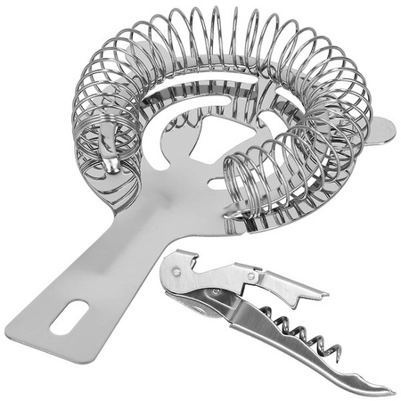 Zestaw barmański 12 elementów z bambusową podstawką do drinków srebrny