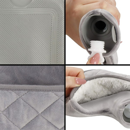 Ocieplacz, termofor duży ogrzewacz do rąk gumowy 1,8L szary