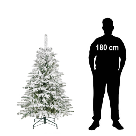 Choinka sztuczna świerk kaukaski 150 cm śnieżony jak żywy, nowoczesny, ze stojakiem