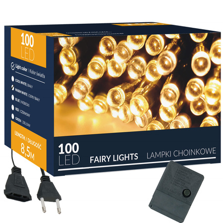 Lampki choinkowe 100 led biały ciepły 8,5 m oświetlenie świąteczne