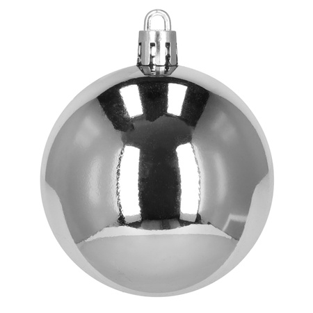 Bombki choinkowe, zestaw 37 szt. dekoracji do stroika, nietłukące srebrne