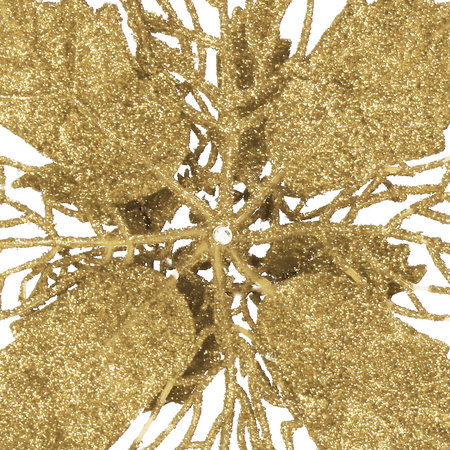 Gwiazda betlejemska, sztuczny kwiat, poinsecja ażurowa złota z brokatem